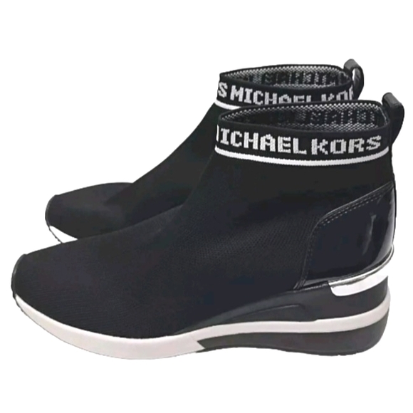 Michael Kors Skyler Stretch-Knit Sock Black/White Sneakers - Picture 2 of 11